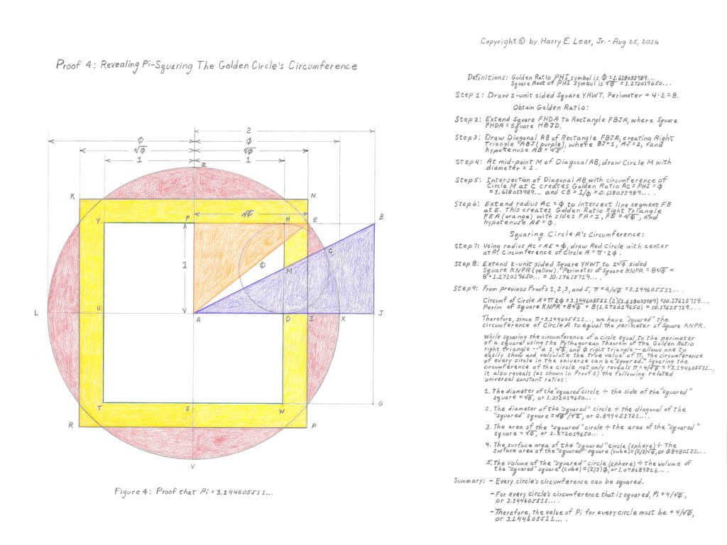 Harry Lear Geometric Construction Proof 4 of the value of Pi